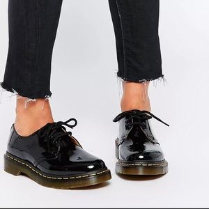 Dr. Martens Black Patent Leather Platform Shoes